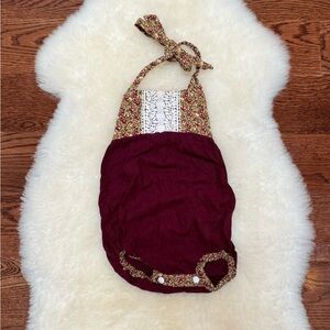 Ashley Rose clothing linen & lace bubble romper. 12-18